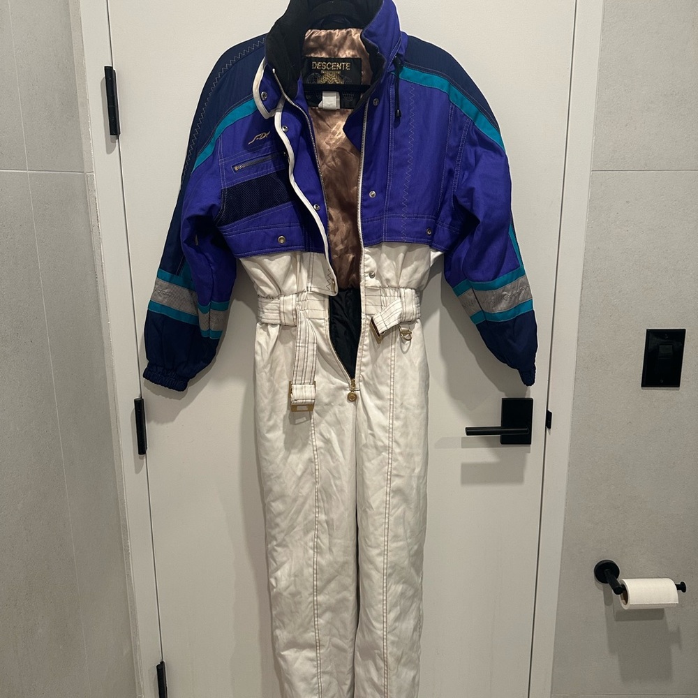 Descente Multicolor Ski Suit with Purple and White